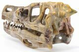 Carved Pietersite and Quartz Crystal Dinosaur Skull #199472-6